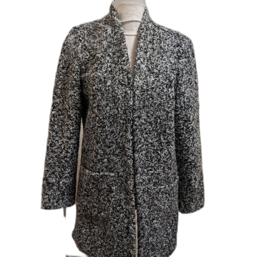 NYCC Coat Women Minimalist Knee Length Open Front Textured  M